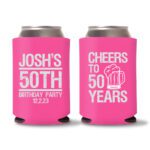 50th birthday koozie D14- Pink