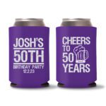 50th birthday koozie D14- Purple