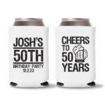50th birthday koozie D14- White