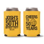 50th birthday koozie D14- Yellow