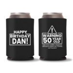 50th birthday koozie D15- Black