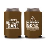 50th birthday koozie D15- Dark Brown