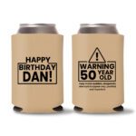 50th birthday koozie D15- Light Brown