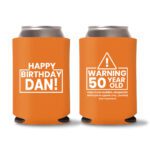 50th birthday koozie D15- Orange