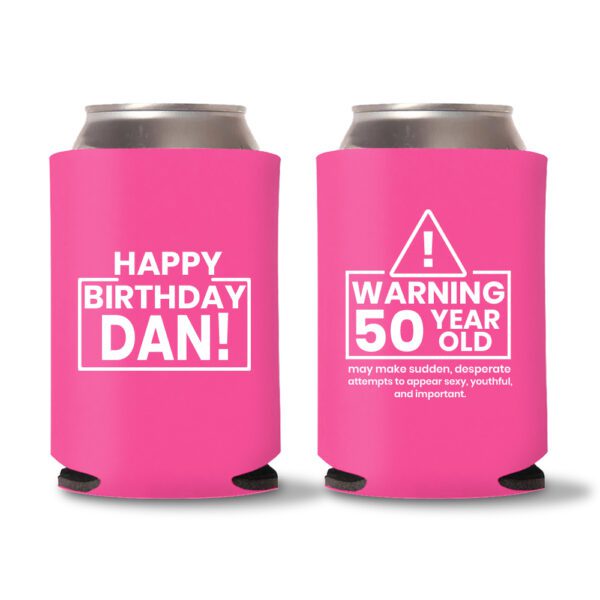 50th birthday koozie D15- Pink