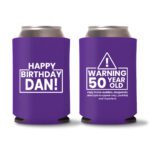 50th birthday koozie D15- Purple