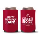 50th birthday koozie D15- Red