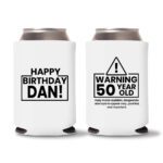 50th birthday koozie D15- White