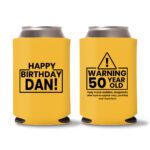 50th birthday koozie D15- Yellow