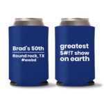 50th birthday koozie D16- Blue