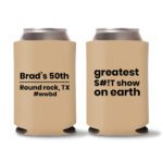 50th birthday koozie D16- Light Brown
