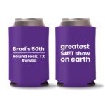 50th birthday koozie D16- Purple