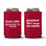 50th birthday koozie D16- Red