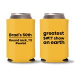 50th birthday koozie D16- Yellow