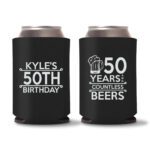 50th birthday koozie D17- Black