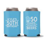 50th birthday koozie D17- Cyan