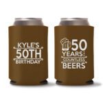 50th birthday koozie D17- Dark Brown