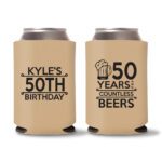 50th birthday koozie D17- Light Brown