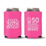 50th birthday koozie D17- Pink