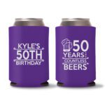 50th birthday koozie D17- Purple