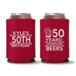 50th birthday koozie D17- Red