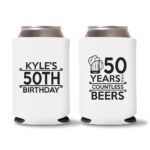 50th birthday koozie D17- White