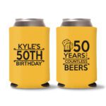 50th birthday koozie D17- Yellow
