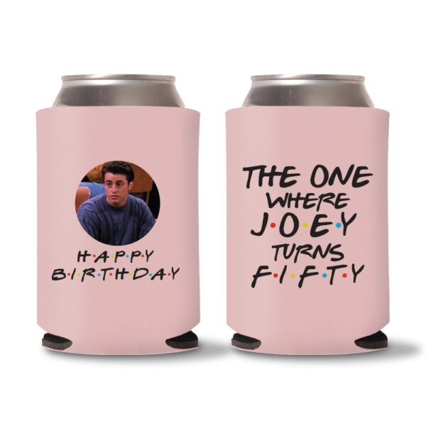 50th birthday koozie D18- Baby Pink