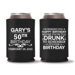 50th birthday koozie D19- Black