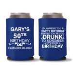 50th birthday koozie D19- Blue