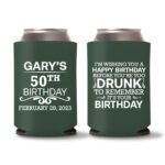 50th birthday koozie D19- Green