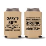 50th birthday koozie D19- Light Brown