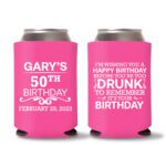 50th birthday koozie D19- Pink