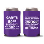 50th birthday koozie D19- Purple