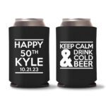 50th birthday koozie D20- Black