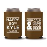 50th birthday koozie D20- Dark Brown