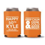 50th birthday koozie D20- Orange