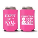50th birthday koozie D20- Pink