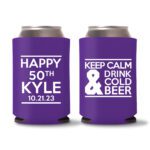 50th birthday koozie D20- Purple