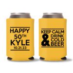 50th birthday koozie D20- Yellow