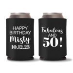 50th birthday koozie D21- Black