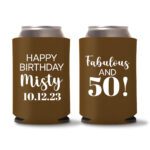 50th birthday koozie D21- Dark Brown