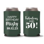50th birthday koozie D21- Green