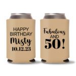 50th birthday koozie D21- Light Brown