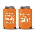 50th birthday koozie D21- Orange