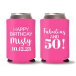 50th birthday koozie D21- Pink