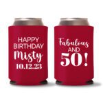 50th birthday koozie D21- Red