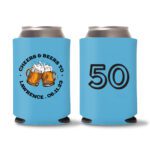 50th birthday koozie D22- Cyan