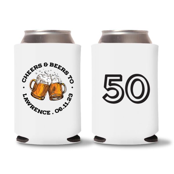 50th birthday koozie D22-White