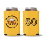 50th birthday koozie D22- Yellow